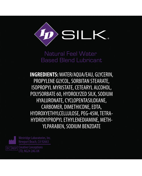 ID Silk Natural Feel Lubricant: Water & Silicone Blend for Ultimate Pleasure Product Image.