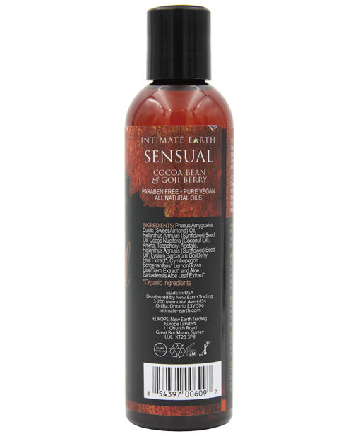 Intimate Earth Cocoa Bean & Goji Berry Massage Oil - Luxurious Sensual Pampering Product Image.