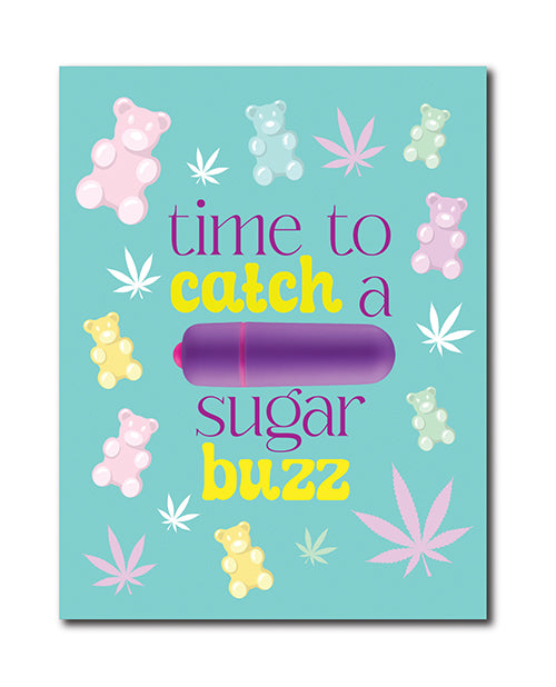 420 Tarjeta de felicitación Foreplay Sugar Buzz con vibrador Rock Candy y toallitas Fresh Vibes Product Image.