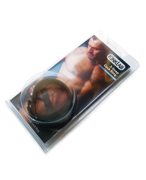 KinkLab Leather 3 Snap Cock Ring Product Image.