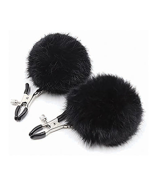 Little Genie Black Puff Ball Nipple Clamps Product Image.