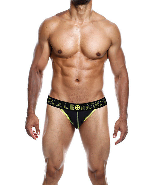 Male Basics Jockstrap amarillo neón: comodidad audaz en tamaño grande Product Image.