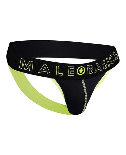 Male Basics Jockstrap amarillo neón: comodidad audaz en tamaño grande Product Image.