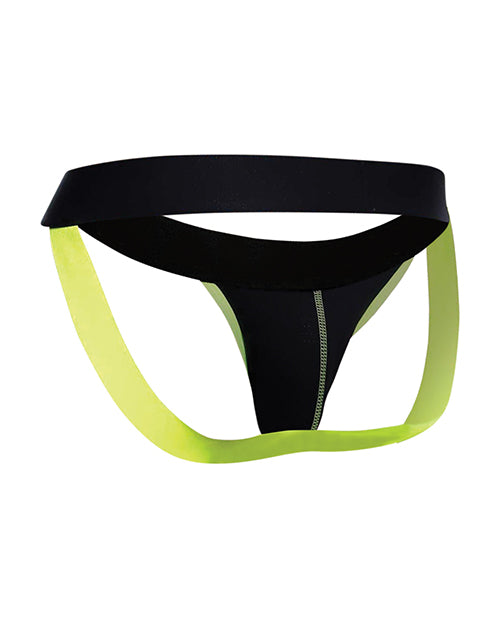 Male Basics Jockstrap amarillo neón: comodidad audaz en tamaño grande Product Image.