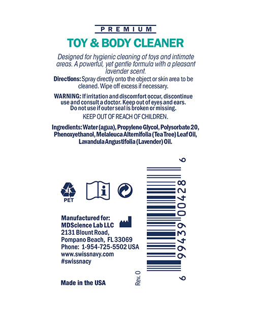 Limpiador corporal y de juguetes Swiss Navy: máxima limpieza Product Image.