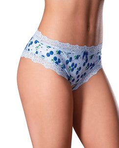 Sweet Treats Crotchless Boy Shorts & Blueberry Lube - Blue
