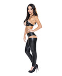 Conjunto de sujetador halter y pantalones con abertura Liquid Onyx en negro