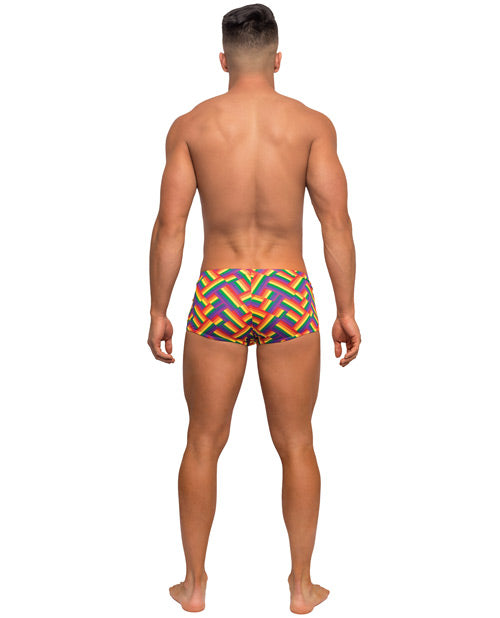 Male Power Rainbow Herringbone Mini Shorts Product Image.
