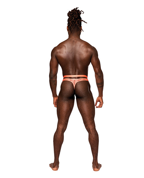 Rude Awakening Mesh Strap Thong in Neon Orange Product Image.