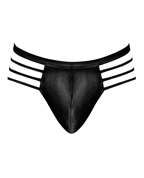 Black Matte Cage Thong Product Image.
