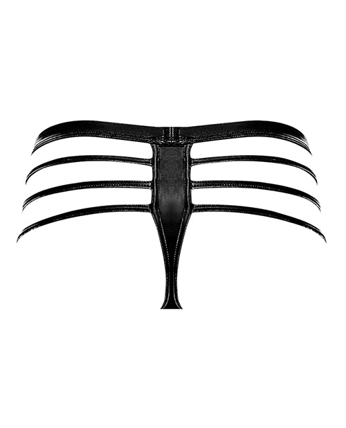 Black Matte Cage Thong Product Image.