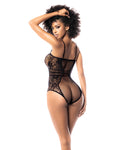 Empowering Elegance Floral Fishnet Bodysuit in Black