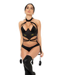 Body Cat Girl con muñequeras adjuntas - Negro