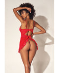 Conjunto de babydoll de encaje y malla con tanga Scarlet Seduction