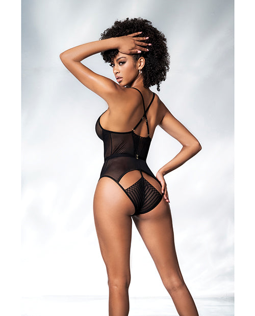 Strappy Mesh Cut Out Bodysuit Product Image.
