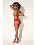 Red Shadow Stripe Underwire Top & Crotchless Bottom Set