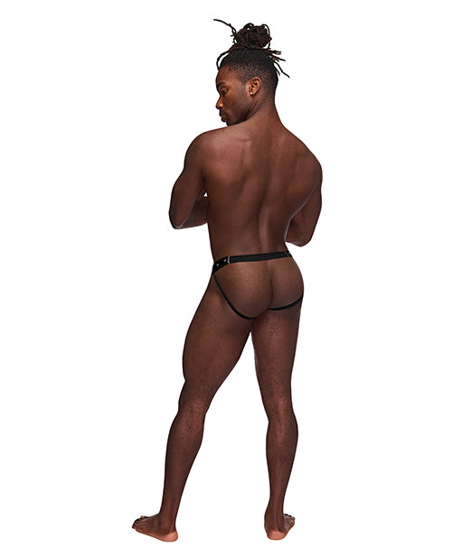 Fetish Cyclops Black Pouchless Jock Strap Product Image.