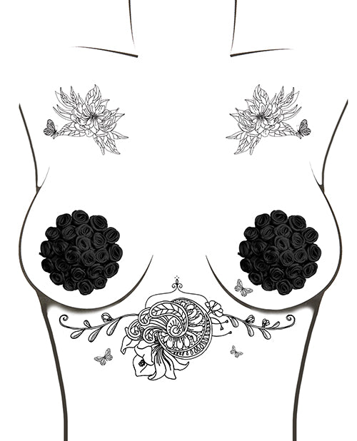 Neva Nude Burlesque Nightfall Roses Silicone Pasties Product Image.