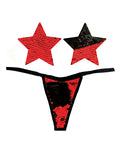 Elegancia de Enchantress: Tanga y empanadas de lentejuelas con tirón Sookie de Naughty Knix en rojo/negro