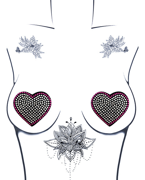 Neva Nude Burlesque Crystal Heart Pasties in Pink/Clear Product Image.