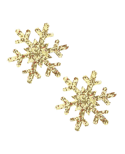 Neva Nude Glitter Snowflake Pasties: Dance of Winter Glamour Product Image.