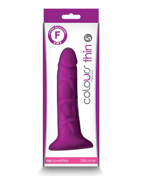 Colours Pleasures 5" Slim Purple Dildo Product Image.