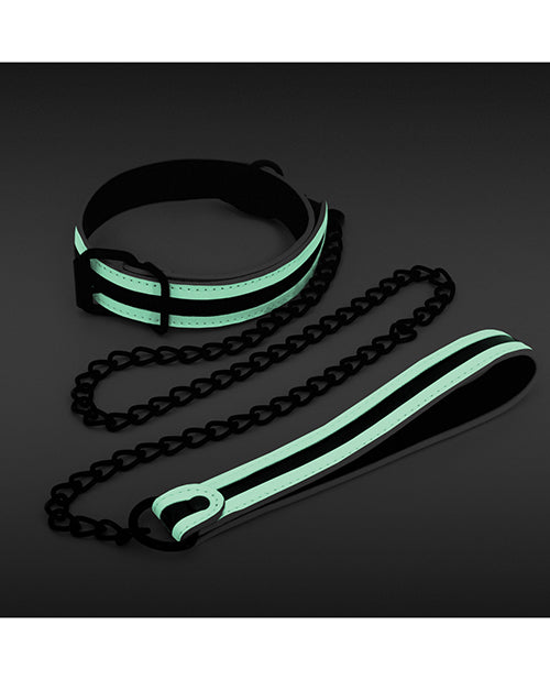 NS Novelties GLO Bondage Collar & Leash: Una sinfonía de brillo seductor Product Image.