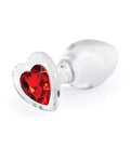 Crystal Desires Glass Heart Gem Butt Plug in Red