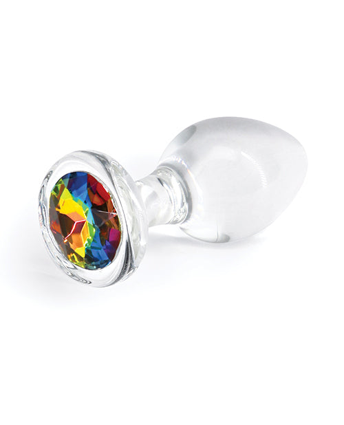 Crystal Desires Rainbow Gem Glass Butt Plug Product Image.