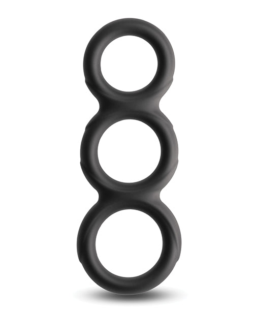 Renegade Threefold Black Pleasure Rings - Prolong Pleasure & Add Excitement Product Image.
