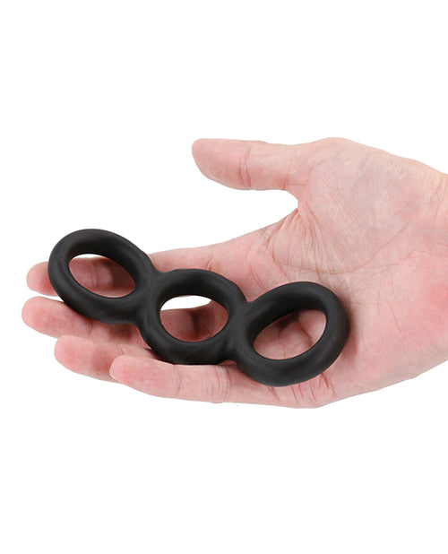 Renegade Threefold Black Pleasure Rings - Prolong Pleasure & Add Excitement Product Image.