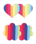 NS Novelties Pretty Pasties Pride Heart & Flower Rainbow - 2 Pair