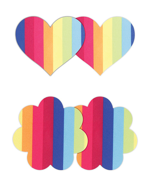 NS Novelties Pretty Pasties Pride Heart & Flower Rainbow - 2 Pair Product Image.