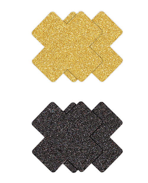 Pastas cruzadas con purpurina negra/dorada Glamourous - 2 pares Product Image.