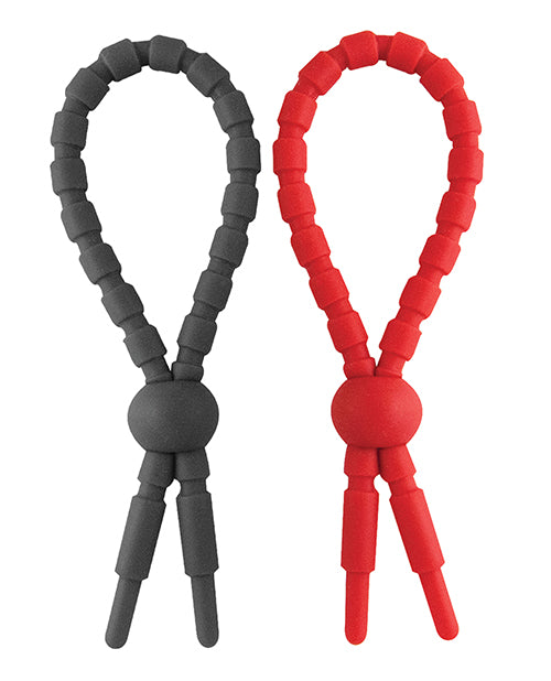 Juego de anillos RAM Ultra Clinchers: Dúo de anillos para el pene rojo/negro Product Image.