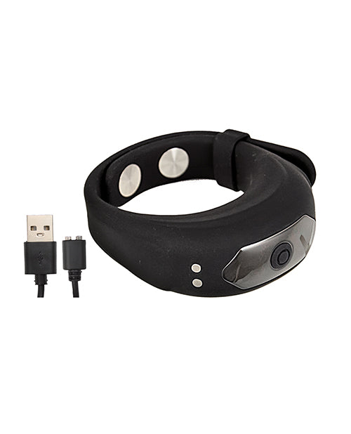 Anillo de cinturón ajustable Nasstoys Cock Power - Negro: 10 funciones de vibración, recargable por USB, ajuste cómodo Product Image.