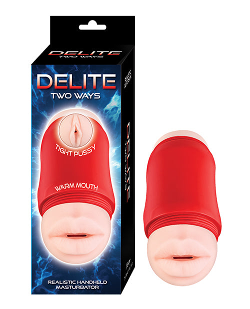 Masturbador de boca y vagina Delite Two Ways - Blanco Product Image.