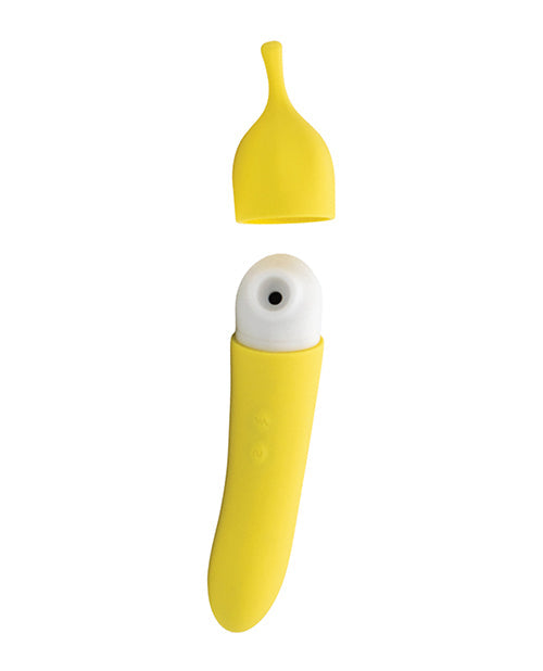 Natalie's Toy Box Baa Cream Air Pulse & G-Spot Vibrator - Yellow centered on a white background - featured product image.