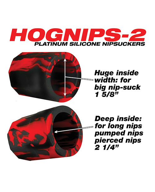 Oxballs Hognips 2 Nipple Suckers - Red/Black Swirl - Handcrafted Sensory Pleasure Product Image.