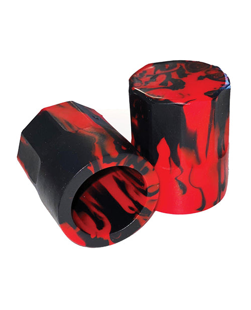 Oxballs Hognips 2 Succionadores de Pezones - Remolino Rojo/Negro - Placer Sensorial Hecho a Mano Product Image.