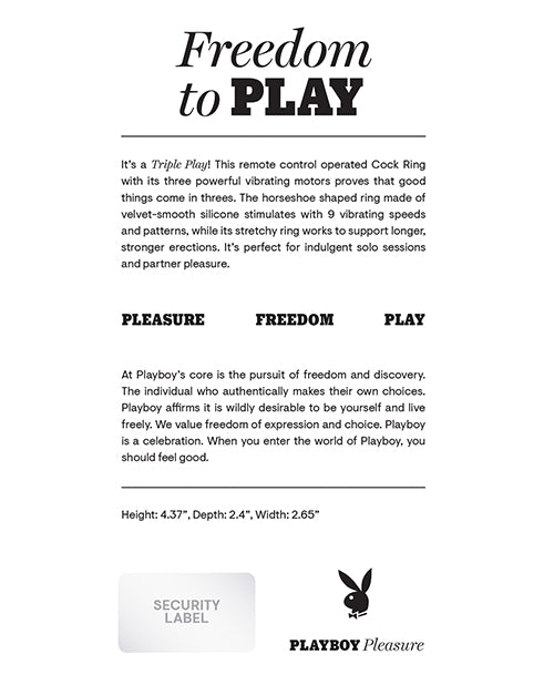 Playboy Pleasure Triple Play Cock Ring - 2 AM: A Journey of Sensational Bliss Product Image.