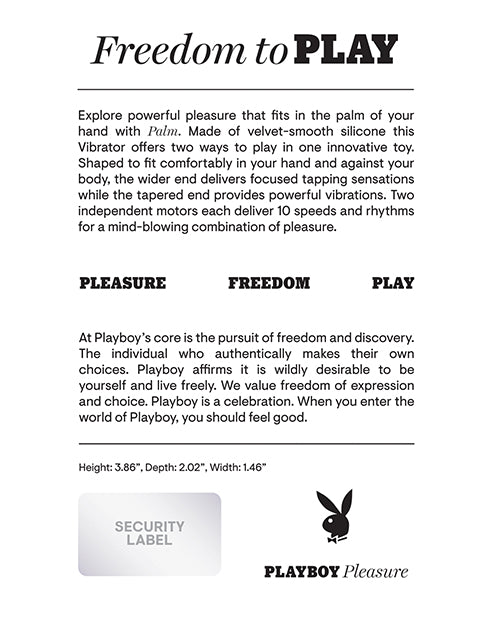 Playboy Pleasure Palm Vibrator - Solo: Delicia de Placer Dual Product Image.