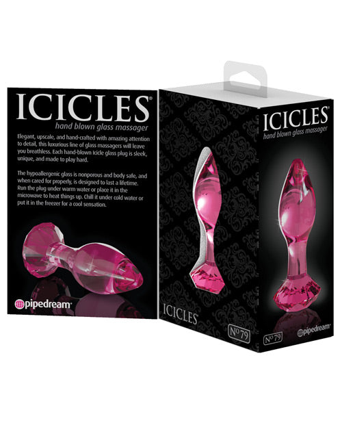 Icicles No. 79 Pink Diamond Glass Butt Plug Product Image.