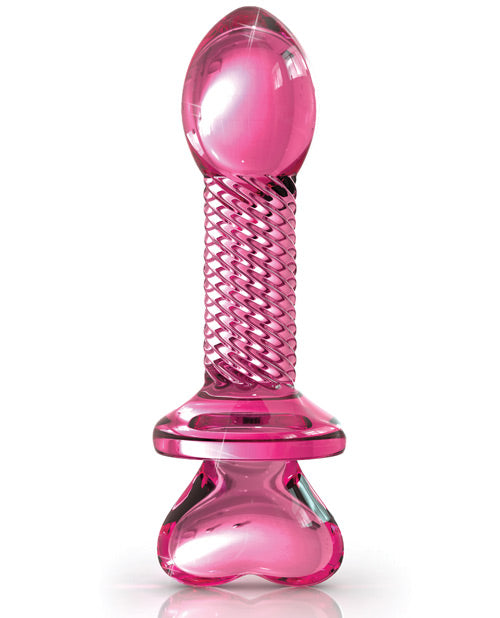 Icicles No. 82 Ribbed Pink Glass Butt Plug by Pipedream Product Image.