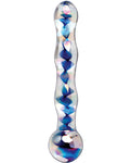 Masajeador de vidrio Icicles No. 8 - Transparente con remolinos azules