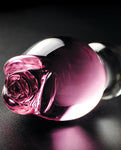 Luxury Hand-Blown Glass Massager - Clear with Rose Tip