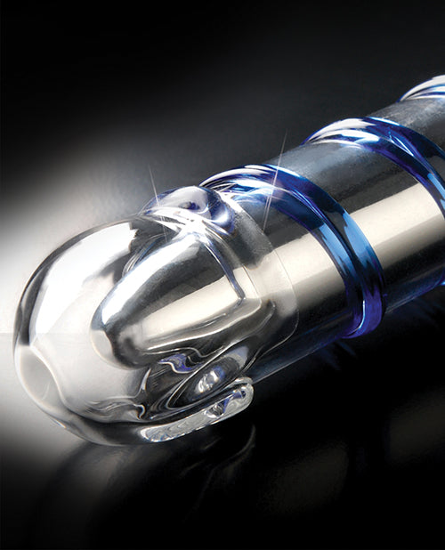 Icicles 20 號玻璃振動器 - 透明，帶藍色漩渦 Product Image.