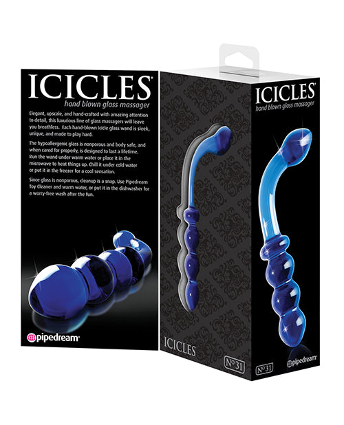 Pipedream Icicles No. 31 Blue G Spot Glass Massager Product Image.