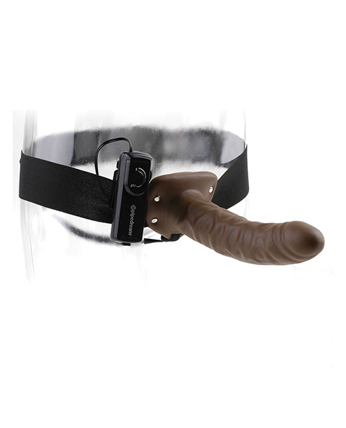 8" Vibrating Hollow Strap On - Brown