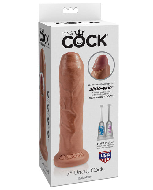 "Lifelike 7" Uncut Dildo with Movable Foreskin" Product Image.